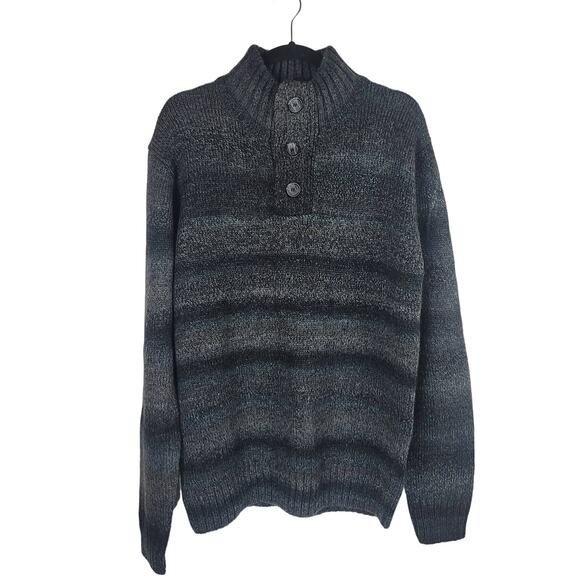 Amongst Others Shades of Gray Striped Winter Warm Men's Sweater L - Picture 1 of 4